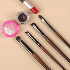 4 Pcs Goat Hair Makeup Brush Set for Eyes, Lips - Natural Hair Brushes