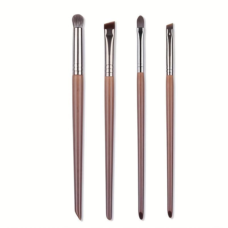 4 Pcs Goat Hair Makeup Brush Set for Eyes, Lips - Natural Hair Brushes
