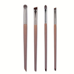 4 Pcs Goat Hair Makeup Brush Set for Eyes, Lips - Natural Hair Brushes