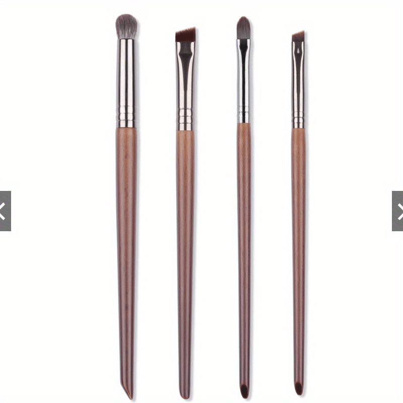 4 Pcs Goat Hair Makeup Brush Set for Eyes, Lips - Natural Hair Brushes