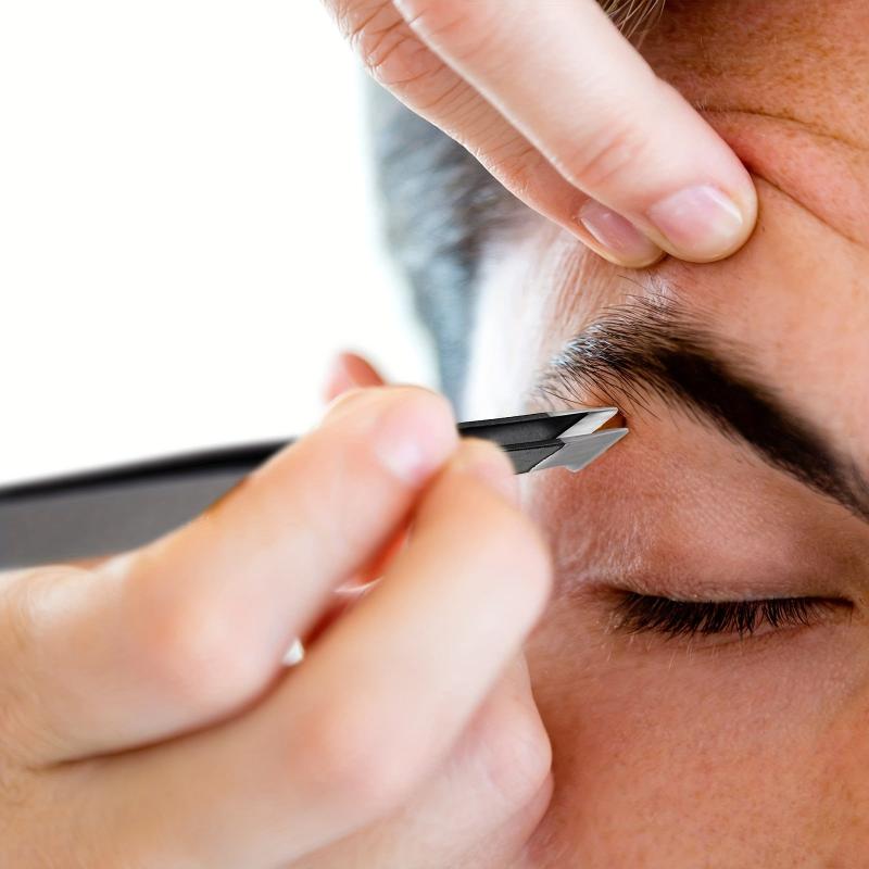12 Pcs Stainless Steel Angled Tip Eyebrow Tweezers for Men and Women