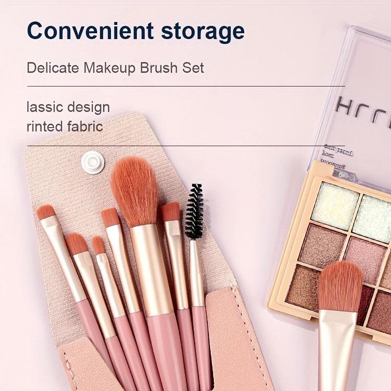 8pc Mini Makeup Brush Set w/ 2 Concealer Brush & Sponges, Travel Beauty Kit