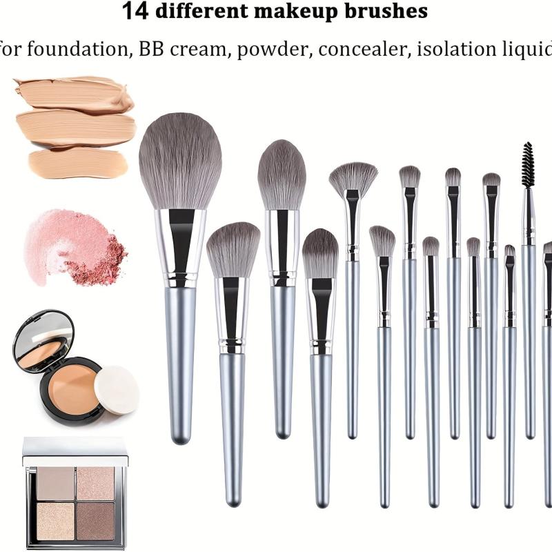 Professional Makeup Brush Set 16 Soft & Fluffy Brushes With Sponge & Puff