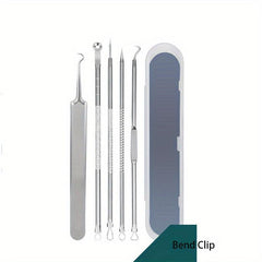 5pcs Blackhead Remover Tweezers Set with Portable Case