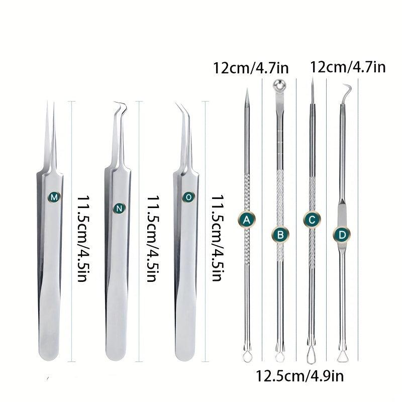 5pcs Blackhead Remover Tweezers Set with Portable Case