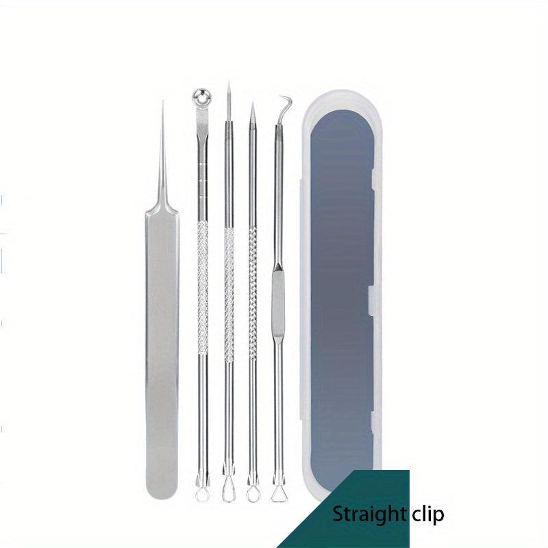 5pcs Blackhead Remover Tweezers Set with Portable Case
