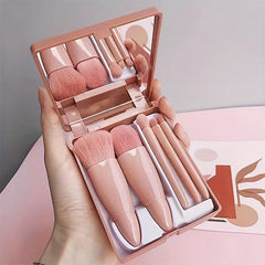 5pcs Makeup Brush Set with Mirror and Portable Case