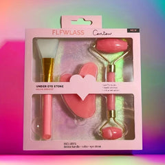 Rose Quartz Roller Set for Face & Body Muscle Relaxation