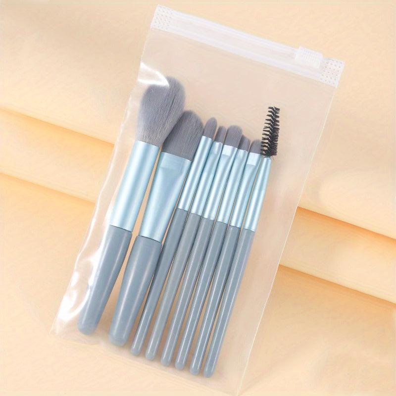 8pc Mini Makeup Brush Set with Storage Bag, Soft Foundation Eyeshadow Brushes