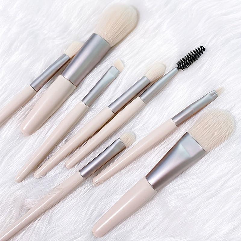 8pc Mini Makeup Brush Set with Storage Bag, Soft Foundation Eyeshadow Brushes