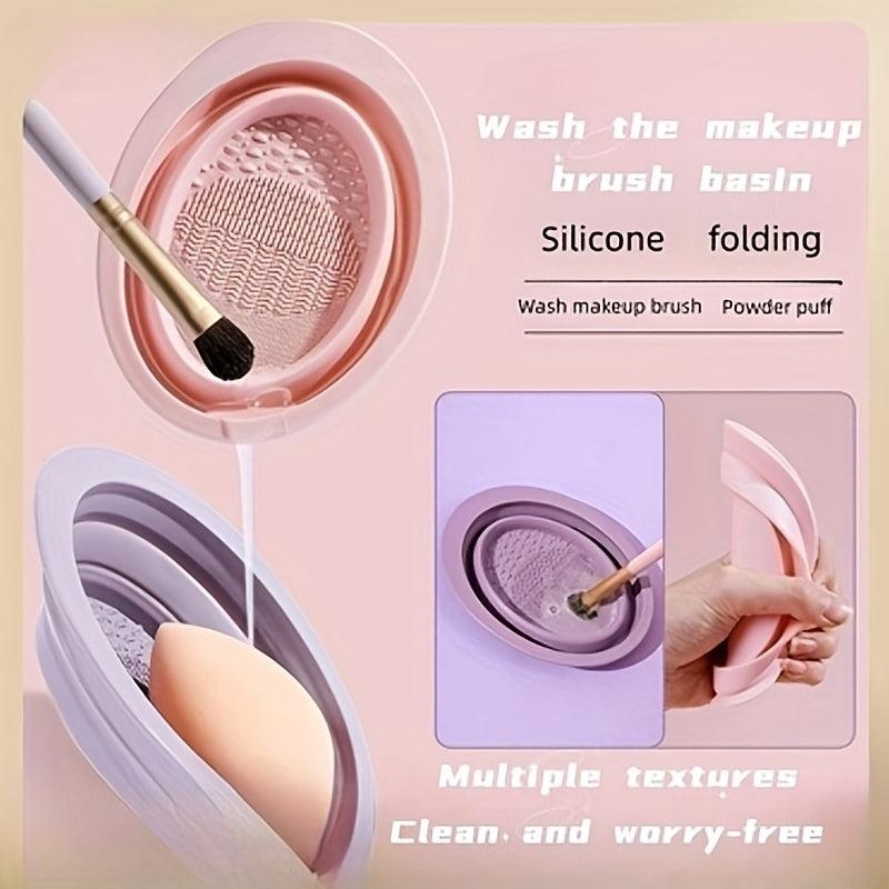 2pcs Makeup Brush Cleaner & Cleaning Mat Kit Silicone Scrubber