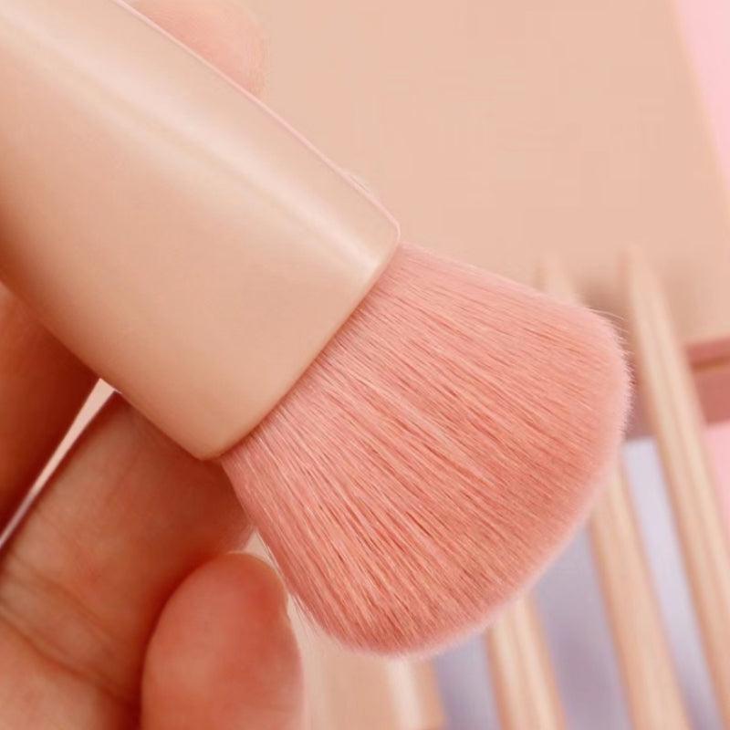 Mini Travel Makeup Brush Set with Mirror - Includes 5 Essential Brushes