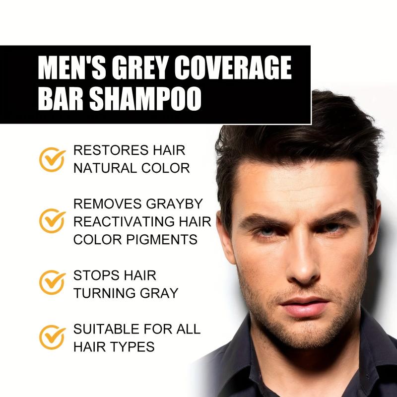 Men's Hair Darkening Shampoo Bar, Cover Grey Hair, Compressed Soap