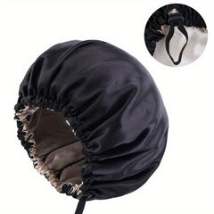 Double Layer Silky Satin Hair Cap with Adjustable Button Night Hat Turban