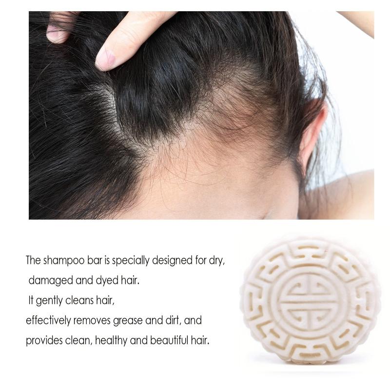 100g Natural Rice Shampoo Soap Repairs Damaged Hair Smoothing Glossy