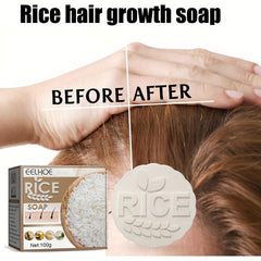 100g Natural Rice Shampoo Soap Repairs Damaged Hair Smoothing Glossy