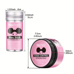 4pcs Strong Hold Edge Smoother Set with Wax Stick, Brushes, Band