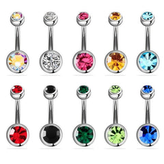 12pcs Colorful Stainless Steel Double Drill Navel Nail Set