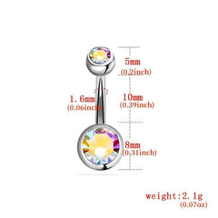 12pcs Colorful Stainless Steel Double Drill Navel Nail Set