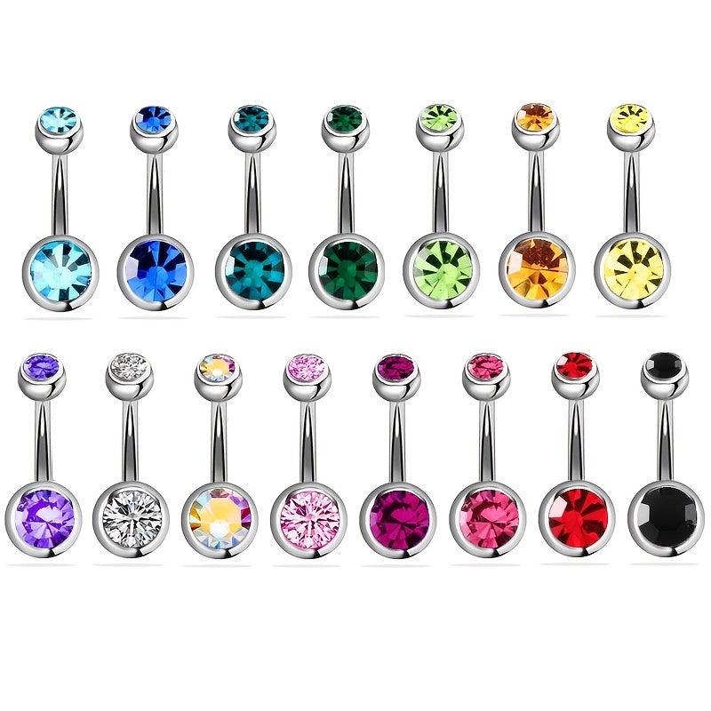 12pcs Colorful Stainless Steel Double Drill Navel Nail Set