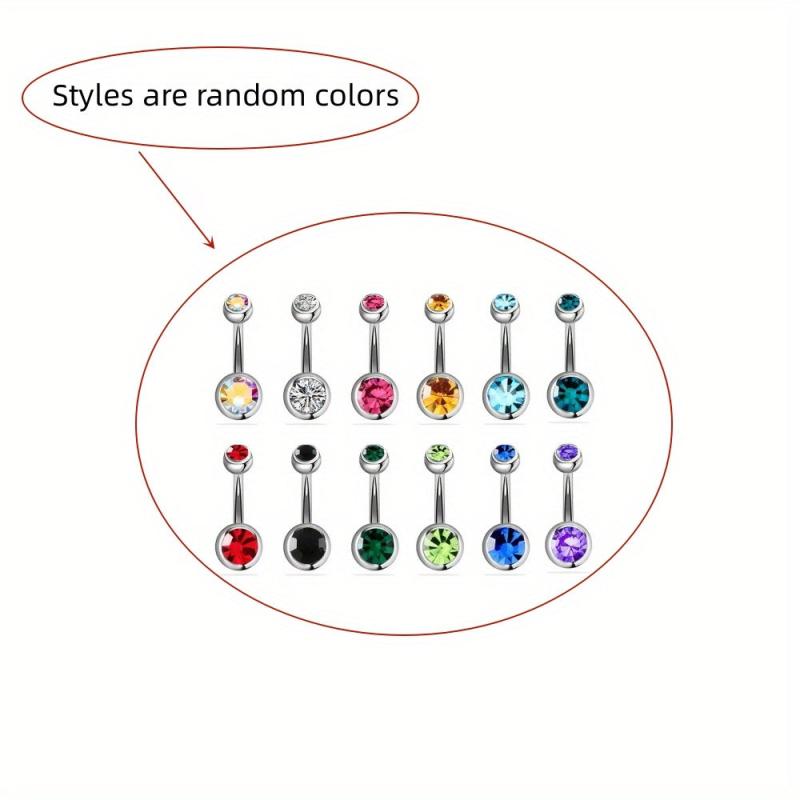 12pcs Colorful Stainless Steel Double Drill Navel Nail Set