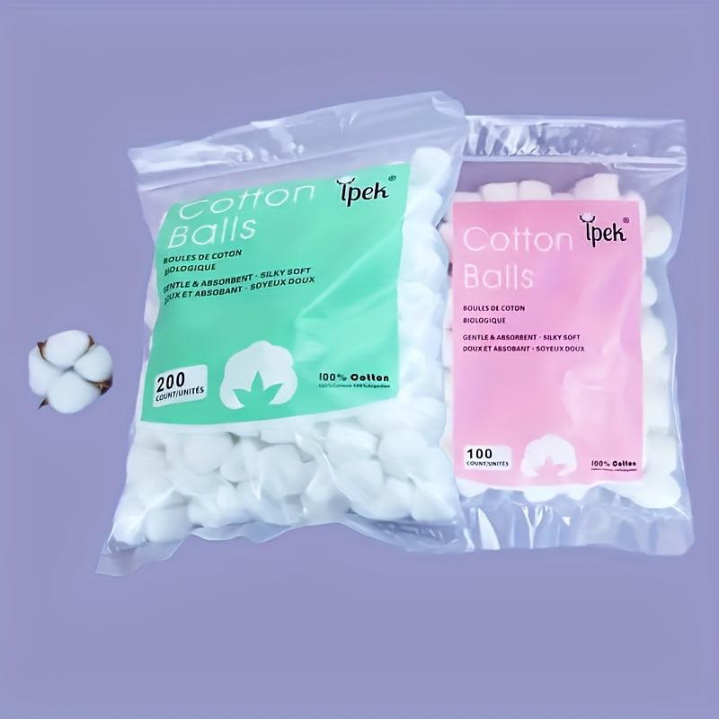 Soft Absorbent Cotton Balls for Makeup Removal & Nail Polish, 100-200pcs