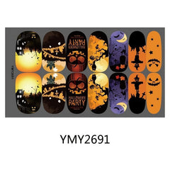 Halloween Nail Wraps Art Stickers Pumpkin Bat Ghost Skull Spider Witch