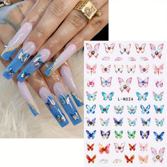 6Pcs Colorful Acrylic Nail Stickers 3D Butterfly Star Flower Letter Decals