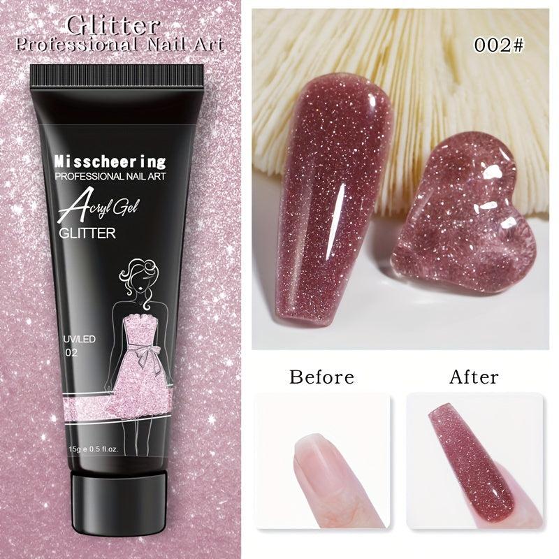 Glitter Poly Nail Gel Set 15ml Builder Nails Enhancement Gel For Beginner