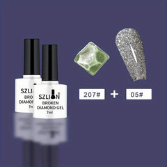 Reflective Glitter Gel Nail Polish Set - Shining Broken Diamond Gel Polish
