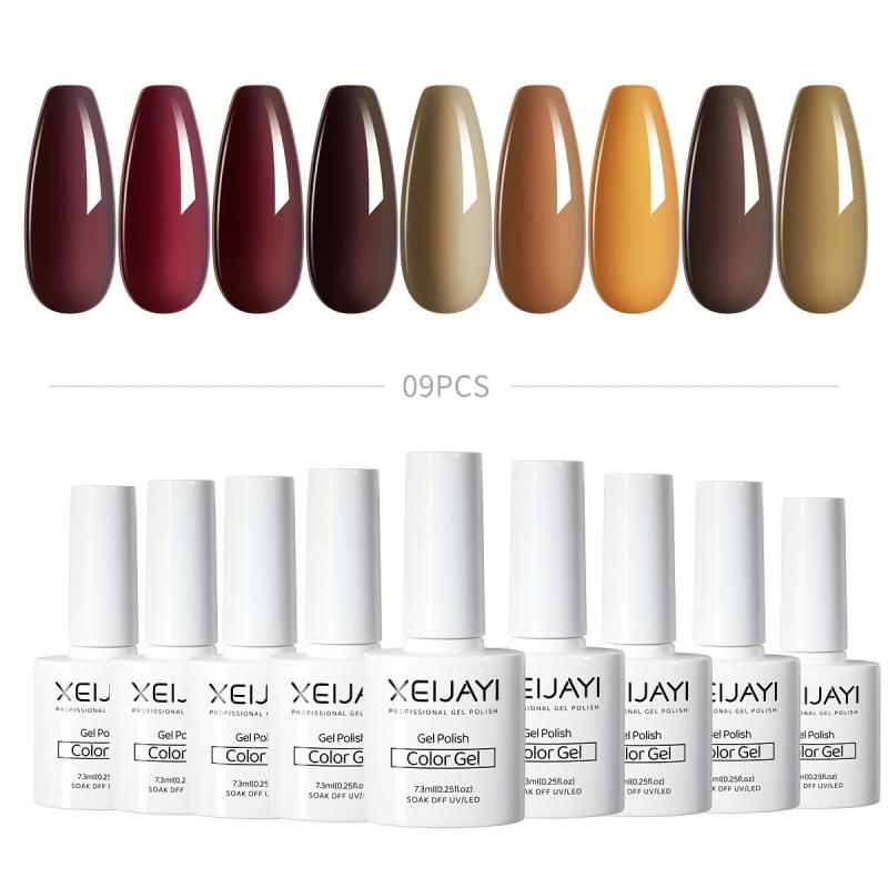 Red Brown Gel Nail Polish Starter Kit - Autumn Winter Collection