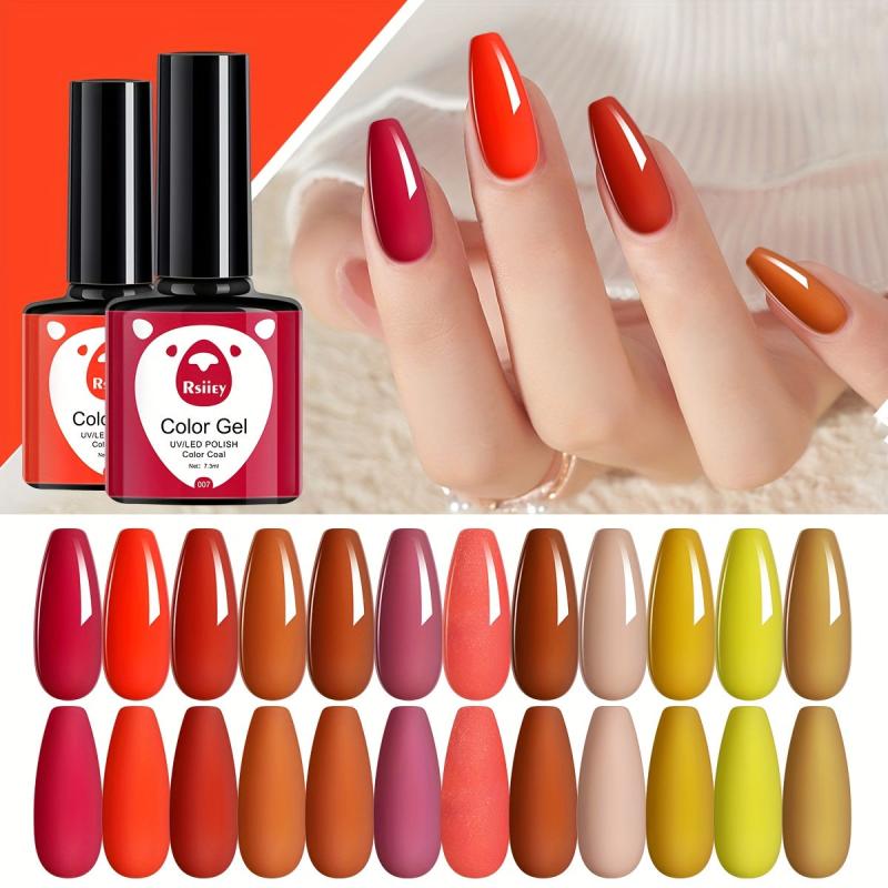 12 Colors Gel Nail Polish Starter Kit for Autumn and Winter Nail Art DIY