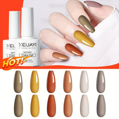 6 Colors Gel Nail Polish Starter Kit Gray Orange Collection Soak Off