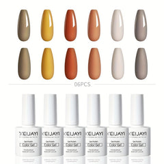 6 Colors Gel Nail Polish Starter Kit Gray Orange Collection Soak Off