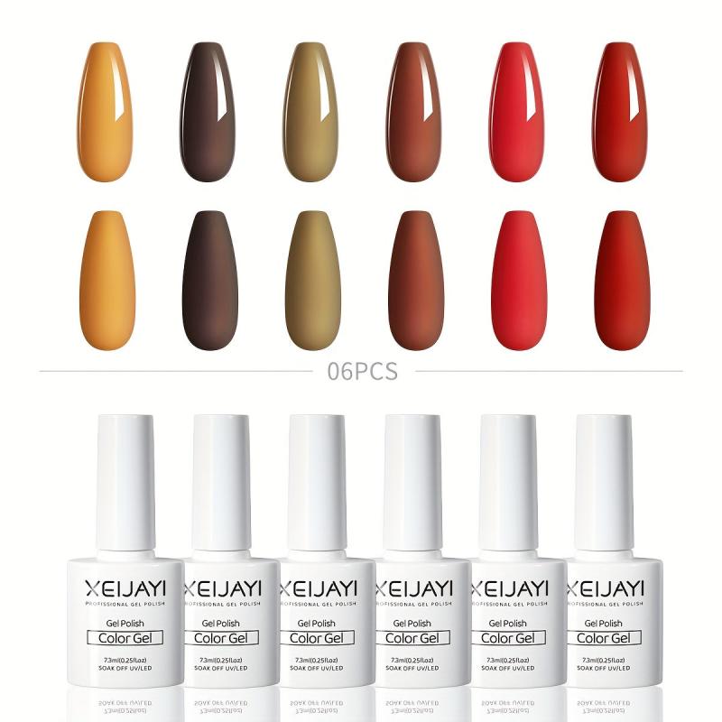 6 Colors Gel Nail Polish Set Soak Off No Wipe Nail Gel Pol