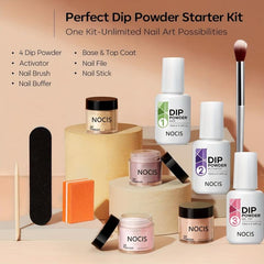 11 Pcs Dip Powder Nail Kit Starter 4 Colors Nude Golden Glitter Neutral Set