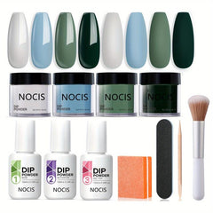 11 Pcs Dip Powder Nail Kit - 4 Colors Nude Golden Glitter Neutral Acrylic Set