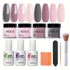 11 Pcs Dip Powder Nail Kit - 4 Colors Nude Golden Glitter Neutral Acrylic Set
