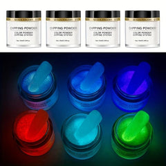 Glow in the Dark Dip Powder Set 6 Colors Neon Luminous Nail Dipping Kit