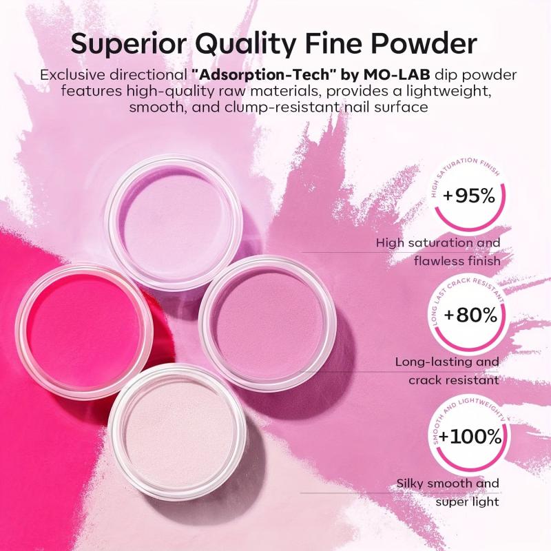Hot Pink Dip Powder Manicure Kit 4 Colors Summer Bright Set DIY Salon