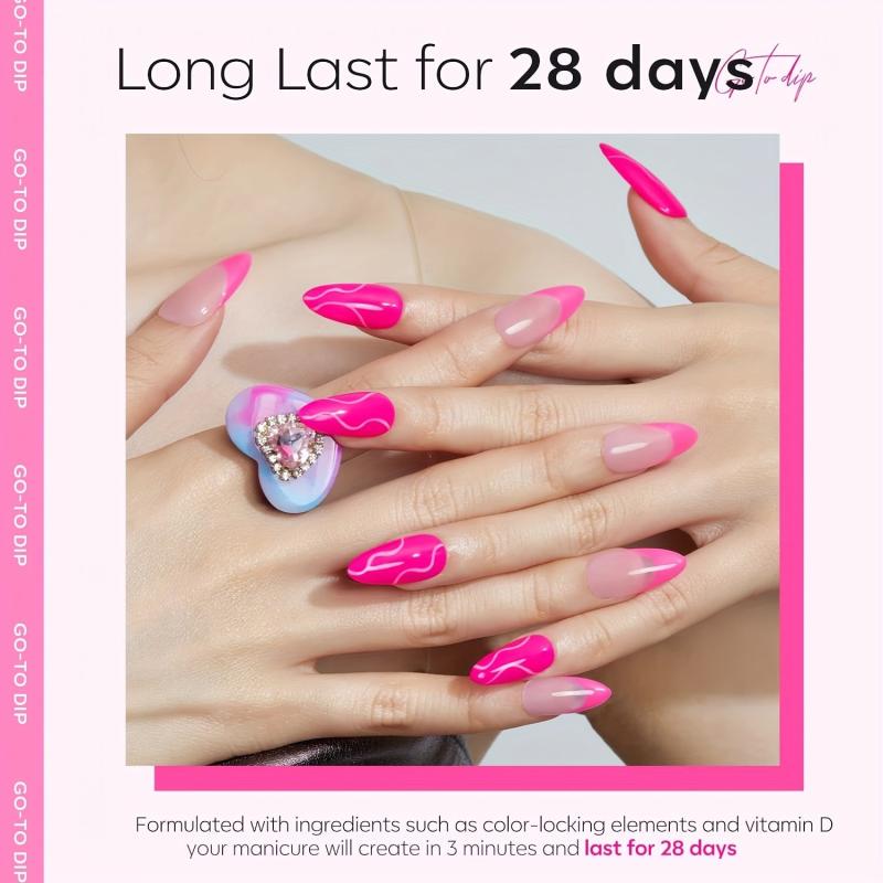 Hot Pink Dip Powder Manicure Kit 4 Colors Summer Bright Set DIY Salon