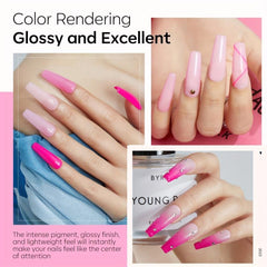 Hot Pink Dip Powder Manicure Kit 4 Colors Summer Bright Set DIY Salon