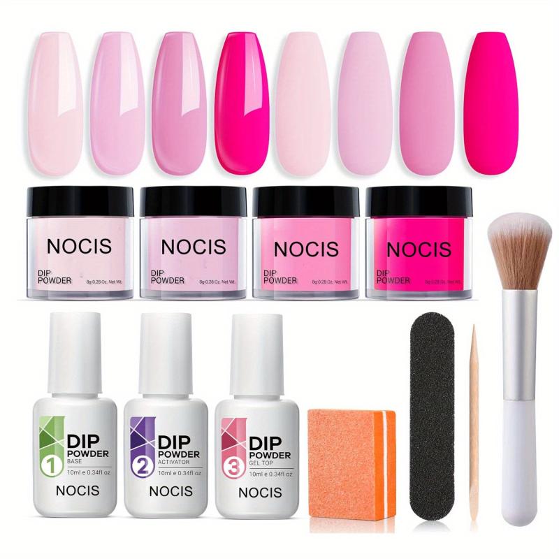 Hot Pink Dip Powder Manicure Kit 4 Colors Summer Bright Set DIY Salon