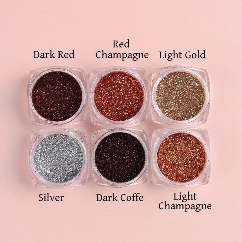 6-Piece Nail Glitter Powder Set for DIY Nail Art