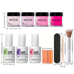 Dip Powder Nail Kit Starter 4 Colors Hot Pink Summer Nude Pink