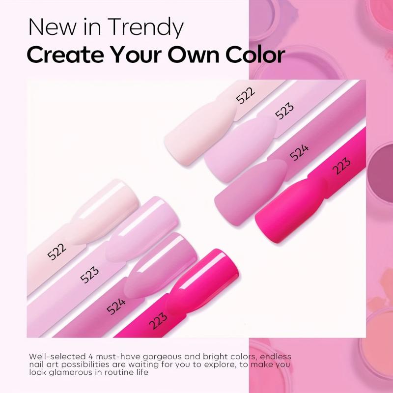 Dip Powder Nail Kit Starter 4 Colors Hot Pink Summer Nude Pink