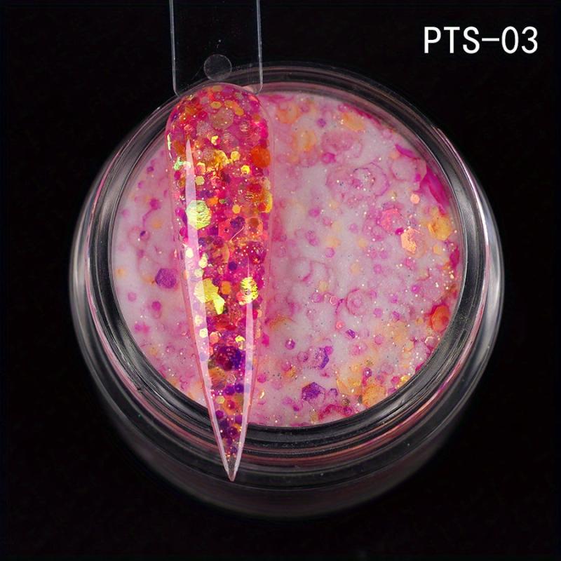 10g Fluorescent Nail Powder Mixed Crystal Dipping Powder with Sequins