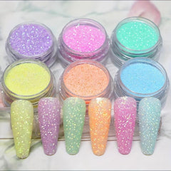 6pcs Nail Glitter Powder Pink Dust Sand Powder Candy Coat Manicure Nail Art