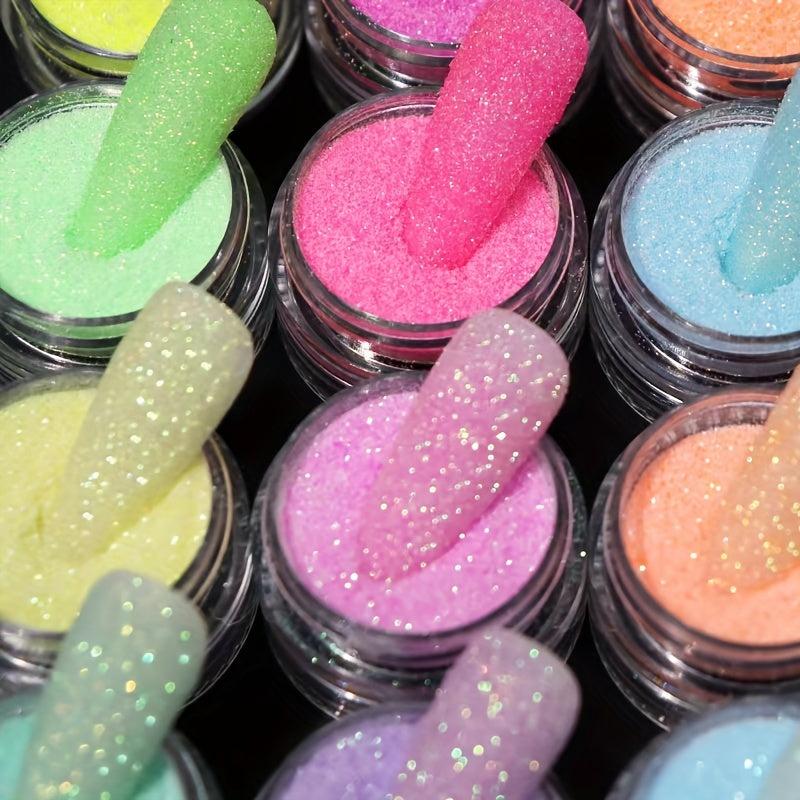6pcs Nail Glitter Powder Pink Dust Sand Powder Candy Coat Manicure Nail Art