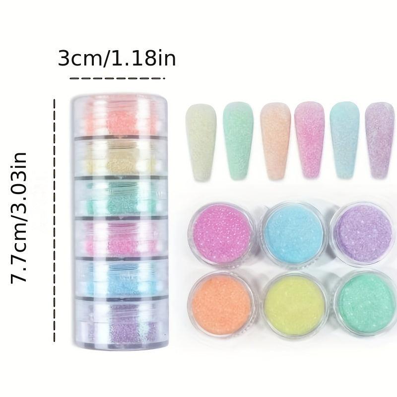 6pcs Nail Glitter Powder Pink Dust Sand Powder Candy Coat Manicure Nail Art
